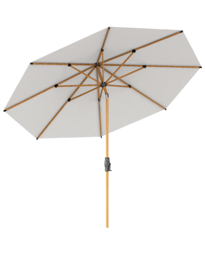 Baser Supreme Crank Umbrella, Round 3 metre in White with Woodlook Frame and Auto Tilt